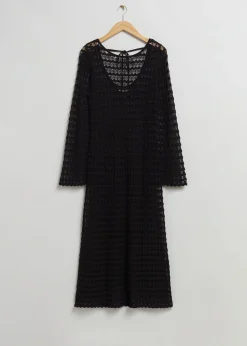 Fashion Aben Tie-Back Pointelle Strikkjole Kvinder Kjoler