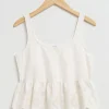 Hot Aermelos Broderie Anglaise Top Kvinder Toppe