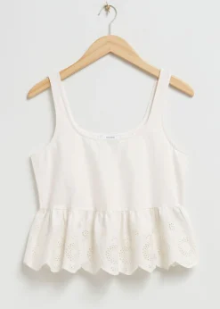 Hot Aermelos Broderie Anglaise Top Kvinder Toppe