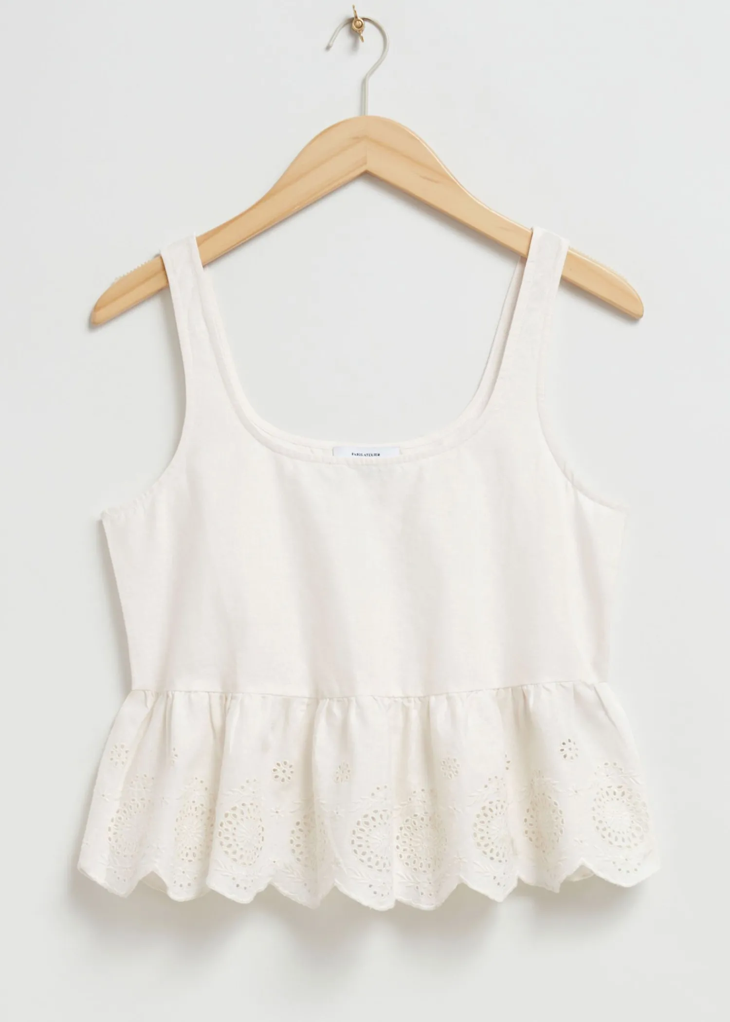 Hot Aermelos Broderie Anglaise Top Kvinder Toppe