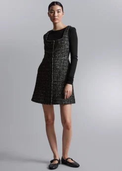 Clearance Aermelos Tweed Minikjole Kvinder Sæt Og Dragter