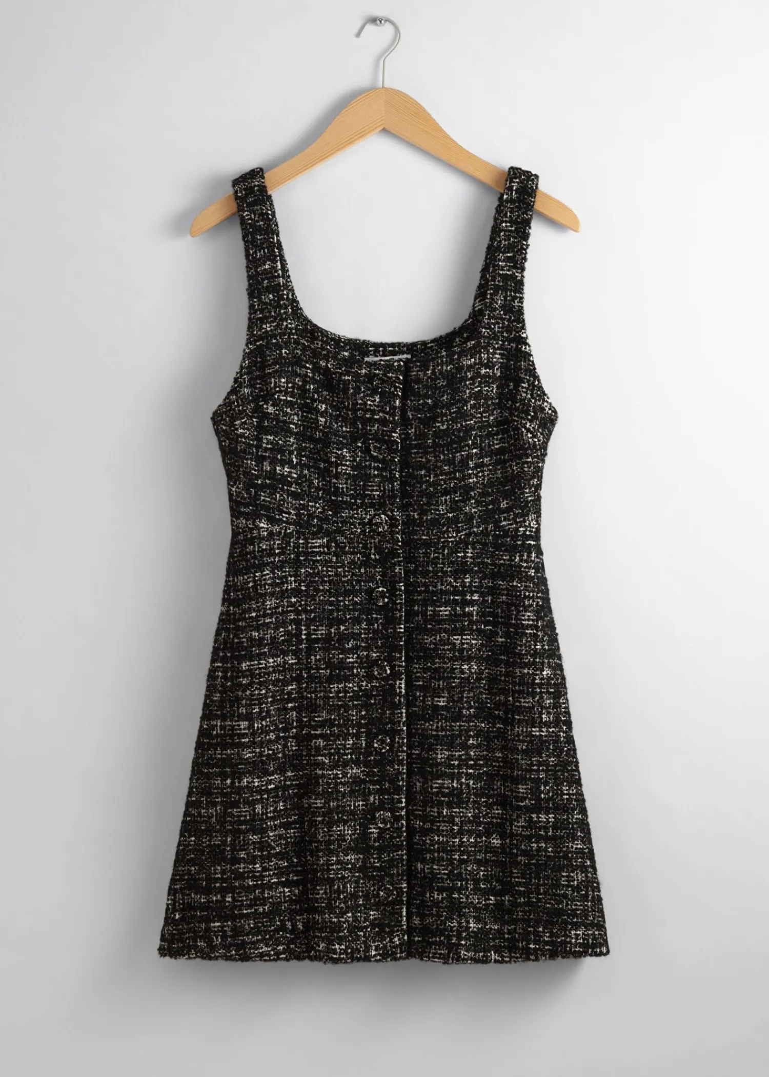 Clearance Aermelos Tweed Minikjole Kvinder Sæt Og Dragter