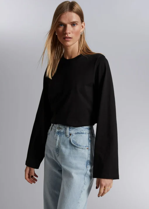 Best Sale Afslappet Jersey Top Kvinder Denim