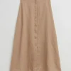 Discount A-Line Midi-Nederdel Med Knapper Kvinder Nederdele