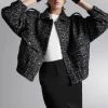 New Boxy Tweed Jakke Kvinder Sæt Og Dragter