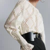 Cheap Broderet Bluse Med Flaesemanchetter Kvinder Bluser Og Skjorter