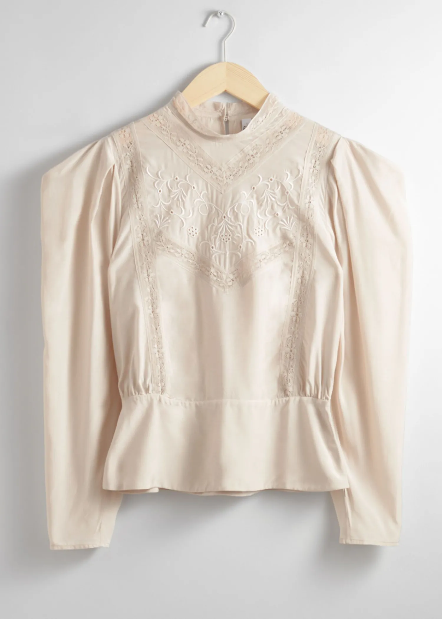 Online Broderet Bluse Med Puf-Aermer Kvinder Bluser Og Skjorter
