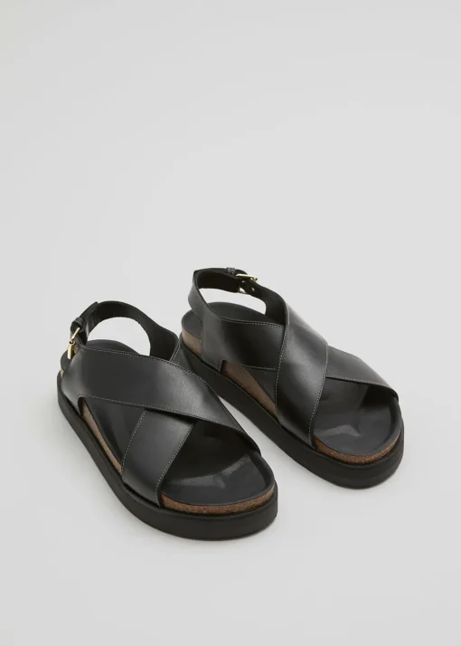 Online Criss-Cross Laedersandaler Kvinder Flade Sandaler