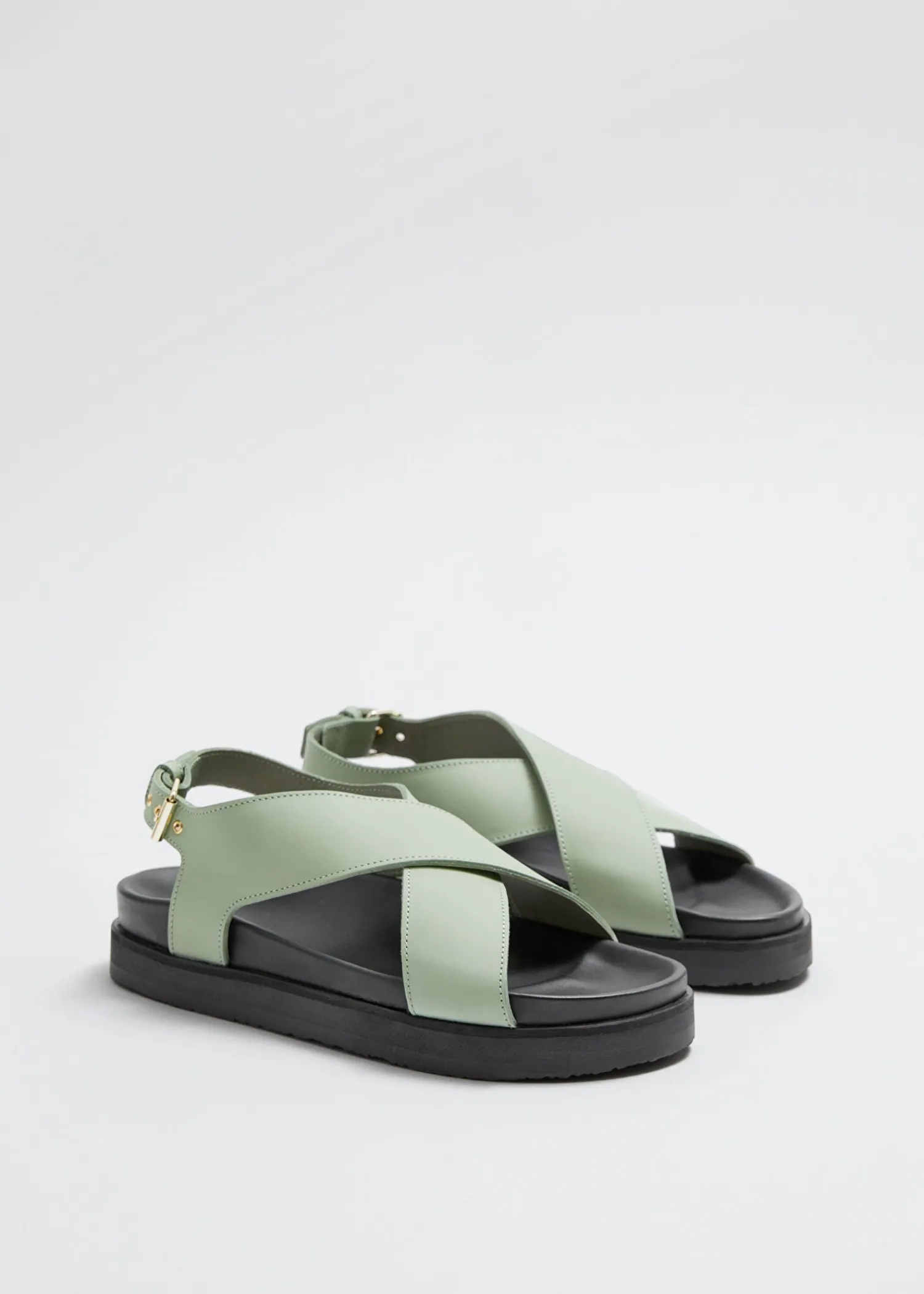 Outlet Criss-Cross Laedersandaler Kvinder Flade Sandaler