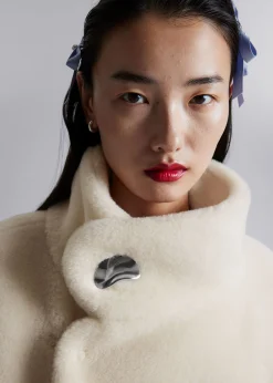 Clearance Cropped Imiteret Pelsjakke Kvinder Frakker & Jakker