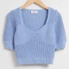 Clearance Cropped Sweetheart Bustier Knit Top Kvinder Toppe