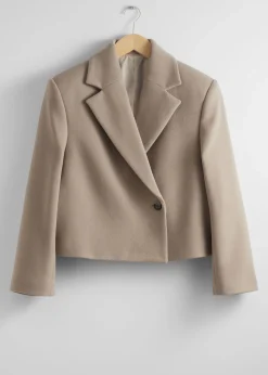 Fashion Cropped Wool Blazer Kvinder Blazere