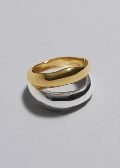 Cheap Duo Tone Twin Ring Kvinder Ringe