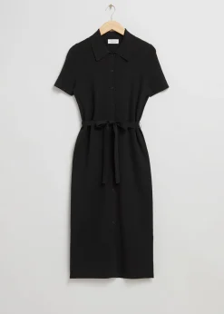 Flash Sale Figursyet Midi Skjortekjole Med Knapper Kvinder Kjoler