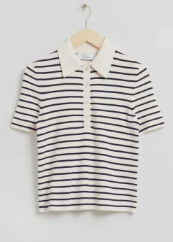 Clearance Figursyet Nautisk Stribet Poloshirt Kvinder Toppe