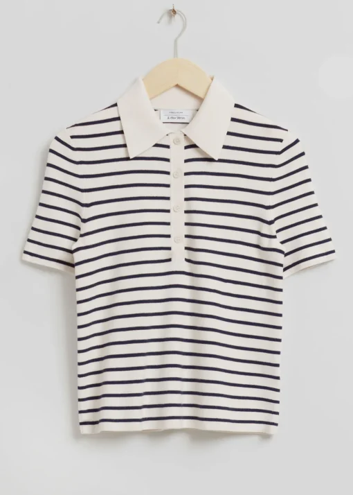 Clearance Figursyet Nautisk Stribet Poloshirt Kvinder Toppe