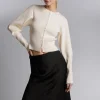 Clearance Figursyet Ribstrikket Cardigan Kvinder Strik