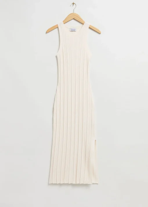 Sale Fitted Midi Tankkjole Kvinder Strik