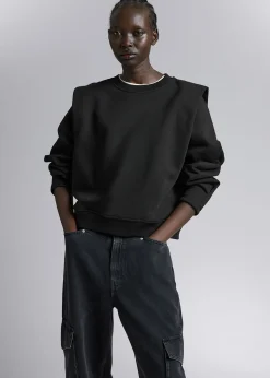 Online Fitted Plisseret-Skulder Sweatshirt Kvinder Toppe