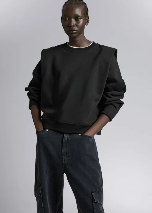 Online Fitted Plisseret-Skulder Sweatshirt Kvinder Toppe