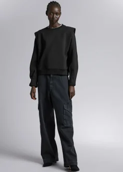 Online Fitted Plisseret-Skulder Sweatshirt Kvinder Toppe