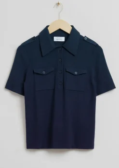 Store Fitted Uniform Detail Polo Shirt Kvinder Toppe