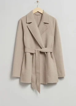 Best Kort Frakke Med Baelte Kvinder Denim