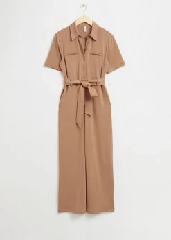 Store Kortaermet Jumpsuit Med Baelte Kvinder Jumpsuits