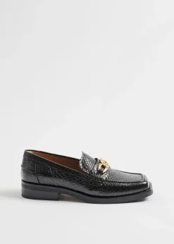 Sale Laederloafers Med Firkantet Ta Kvinder Lejligheder