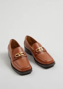 Sale Laederloafers Med Firkantet Ta Kvinder Lejligheder