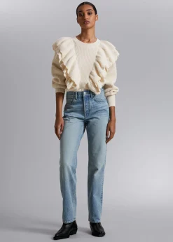 Best Sale Lige Flossede Jeans Kvinder Denim