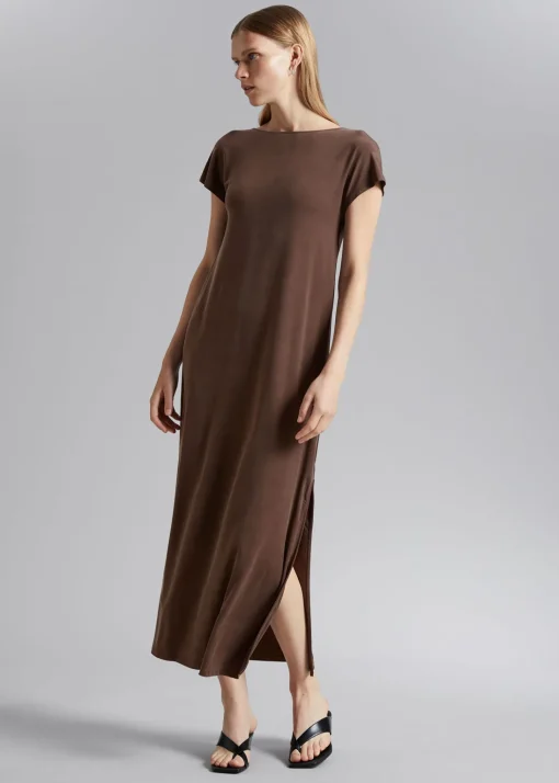 Cheap Loose-Fit Cupro Jerseykjole Kvinder Kjoler