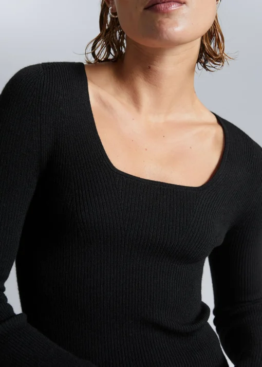 Outlet Merino Ribstrikket Troje Kvinder Strik