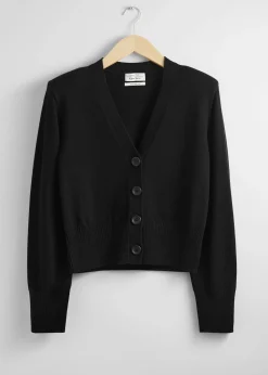 Clearance Merino-Cardigan Med Polstret Skulder Kvinder Strik