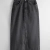 New Midi Nederdel I Denim Kvinder Denim