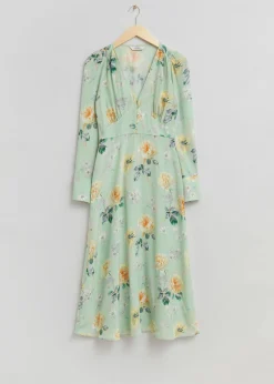 Fashion Midikjole Med Knapper I V-Snit Kvinder Kjoler