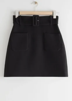 New Mini-Nederdel Med Baelte Kvinder Nederdele