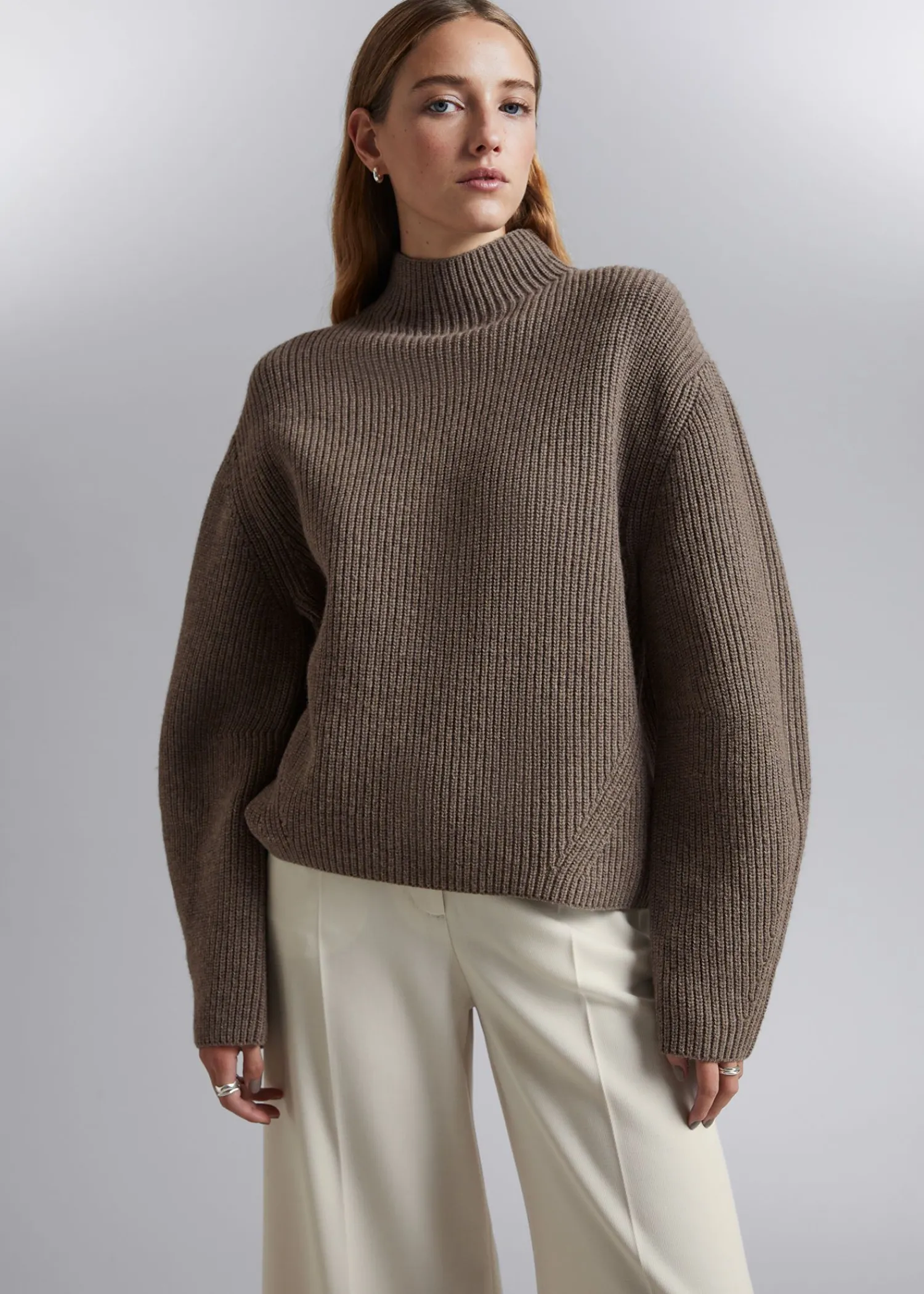 Store Mock Neck Merino Jumper Kvinder Strik