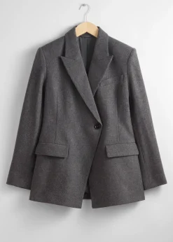 Clearance Monteret Asymmetrisk Uldblazer Kvinder Sæt Og Dragter