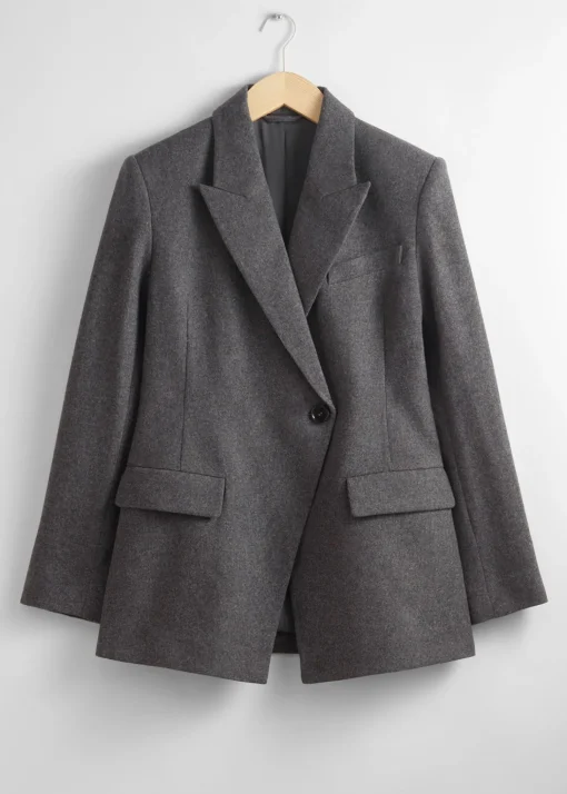 Clearance Monteret Asymmetrisk Uldblazer Kvinder Sæt Og Dragter