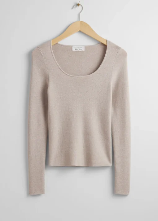 Best Sale Monteret Scoop-Neck Top Kvinder Toppe