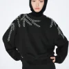 Cheap Oversized Beaded Sweatshirt Kvinder Toppe