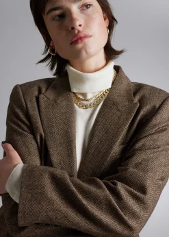 Hot Oversized Pinstripe Blazer Kvinder Sæt Og Dragter