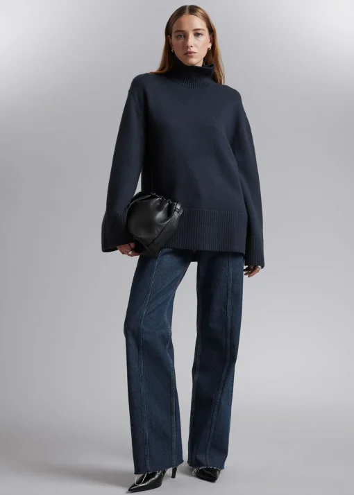 New Oversized Rullekrave Merino Troje Kvinder Strik