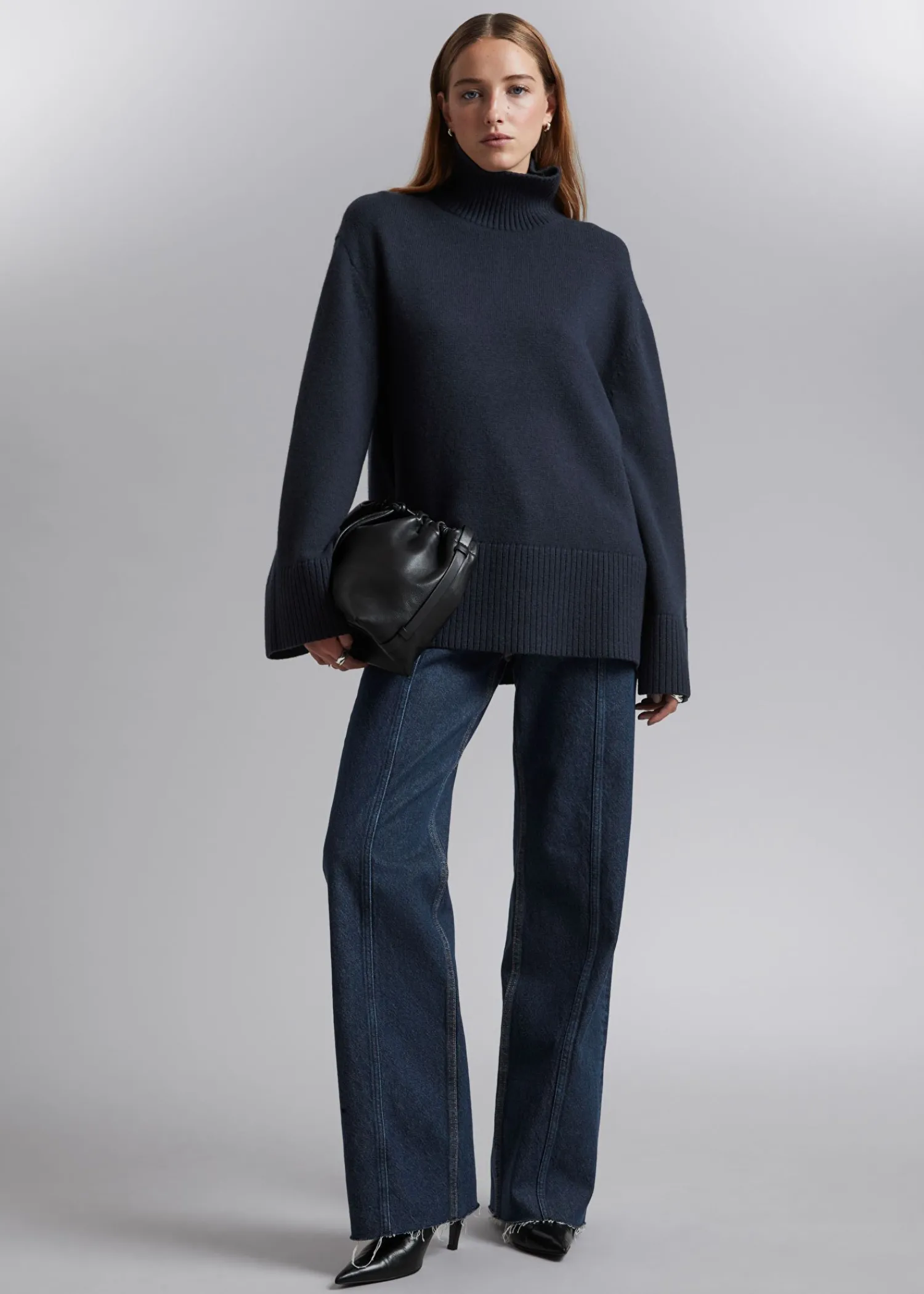 New Oversized Rullekrave Merino Troje Kvinder Strik