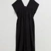 Best Plisseret Midi Kaftan Kjole Kvinder Kjoler
