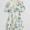 Store Puff Sleeve Wrap Mini Kjole Kvinder Kjoler