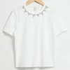 Online Rhinestone-Udsmykket T-Shirt Kvinder Toppe