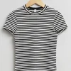 Sale Ribbet Cropped T-Shirt Kvinder Toppe