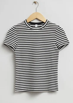 Sale Ribbet Cropped T-Shirt Kvinder Toppe